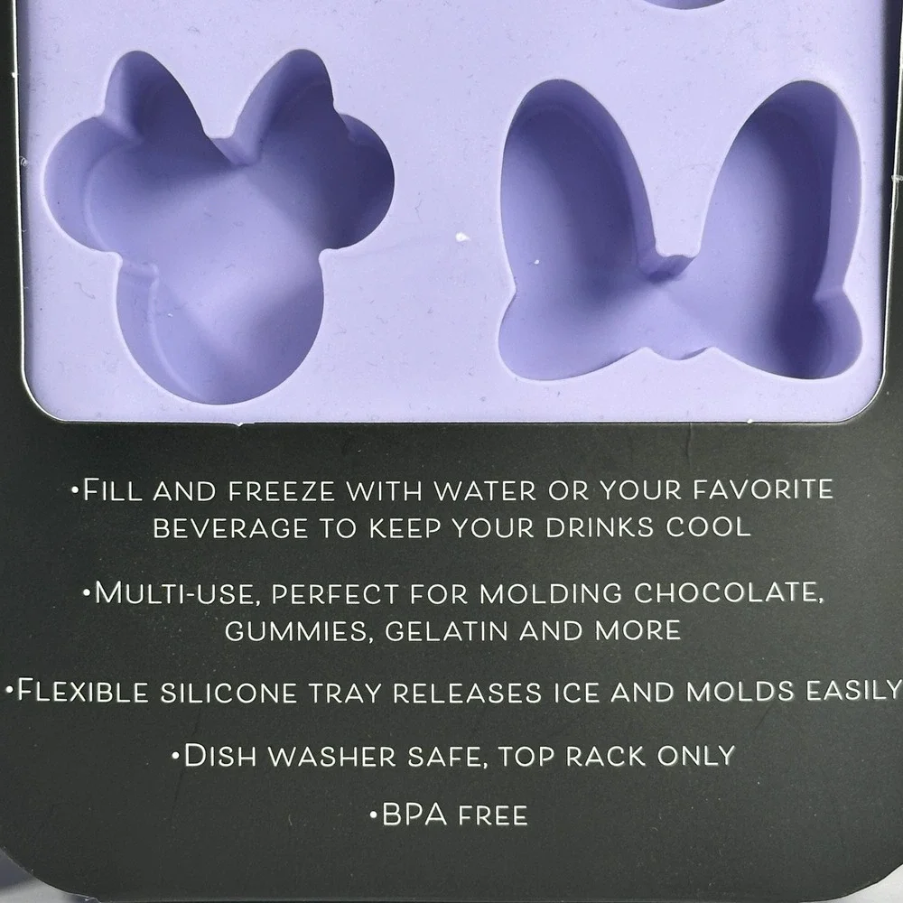 Disney Mickey Minnie Mouse Silicone Ice Cube‎ Trays Set of 2 Purple Lavender New